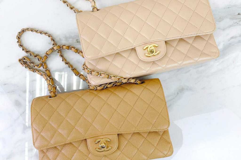 Beige chanel classic flap bag hotsell