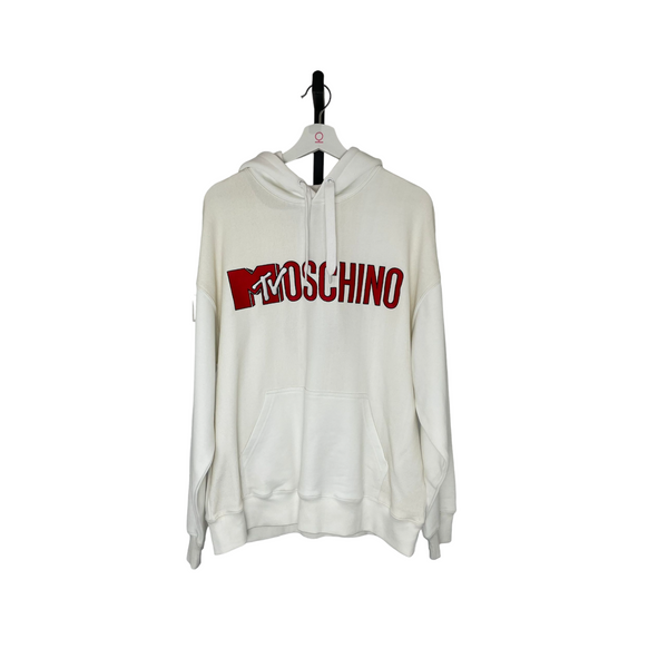 Moschino Hu0026M X MTV White Logo Hooded Sweatshirt Size Medium | Bag Religion