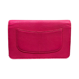 Wallet on Chain WOC Lizard Leather Hot Pink SHW