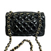 Rectangular Flap Mini Patent Calfskin Quilted Black GHW