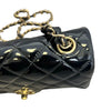 Rectangular Flap Mini Patent Calfskin Quilted Black GHW