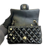 Rectangular Flap Mini Patent Calfskin Quilted Black GHW