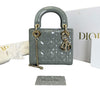 Mini Lady Dior Patent Cannage Stone Grey GHW