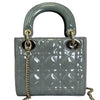 Mini Lady Dior Patent Cannage Stone Grey GHW