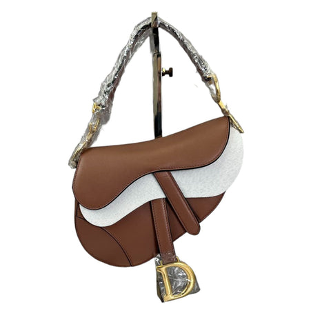 Oblique Mini Saddle Bag With Strap Burgundy GHW
