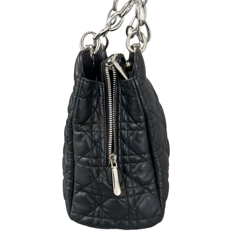 Soft Zipped Tote Small Cannage Quilted Black SHW