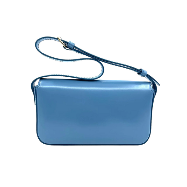 CELINE Shiny Calfskin Triomphe Shoulder Bag Soft Blue 1218764