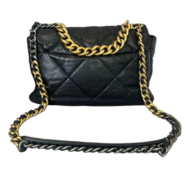 Goatskin Quilted Chanel 19 Waist Bag Black