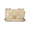 Lambskin Quilted Flap Card Holder With Belt Champagne GHW