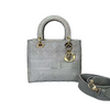 Mini Lady Dior Patent Cannage Stone Grey GHW