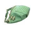 Crumpled Lambskin Quilted Bi Belt Bag Light Green GHW