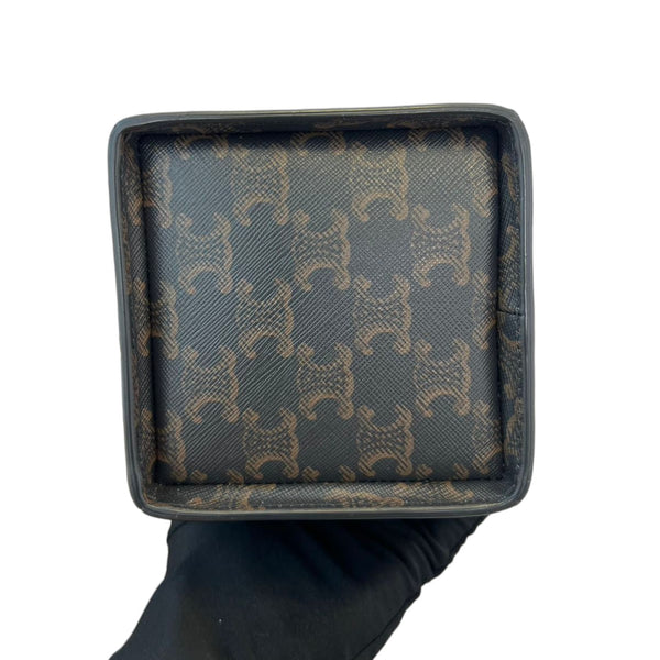 Strap Box Top Handle Bag Triomphe Coated Canvas Brown GHW Bag Religion