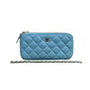 Double Flap Small Caviar Quilted Blue GHW