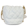 Pearl Drawstring Bucket Mini Calfskin Quilted White GHW