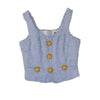 Tweed Button Crop Top Baby Blue Size 38