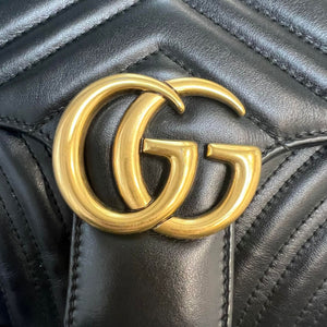 GG Marmont Shoulder Calfskin Matelasse Black GHW