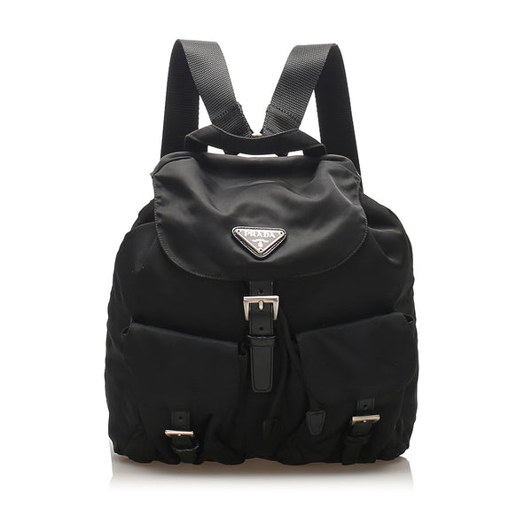 Prada Tessuto Drawstring Backpack Black SHW – Bag Religion