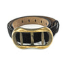 Logo Buckle Belt Leather Black Size 40