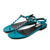 Studded T-Strap Sandals, Teal