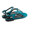 Studded T-Strap Sandals, Teal