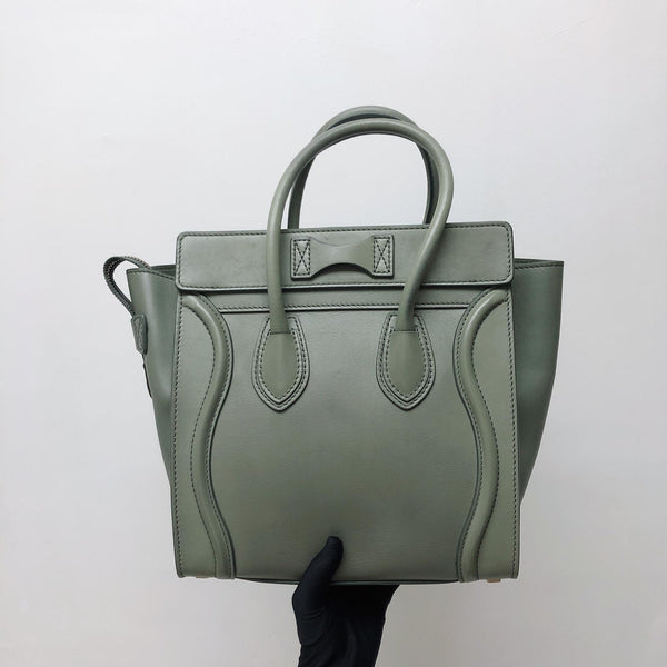 CELINE Mini Luggage in Smooth Calfskin Leather Tote Almond Bag Religion