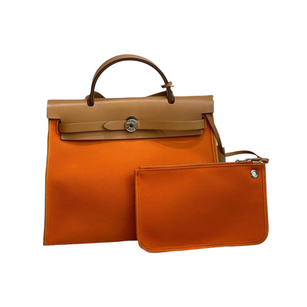 Hermès Hermès Herbag Zip 31 Canvas Handbag-Poppy Orange with Orange Enamel  Buckle (Shoulder bags)