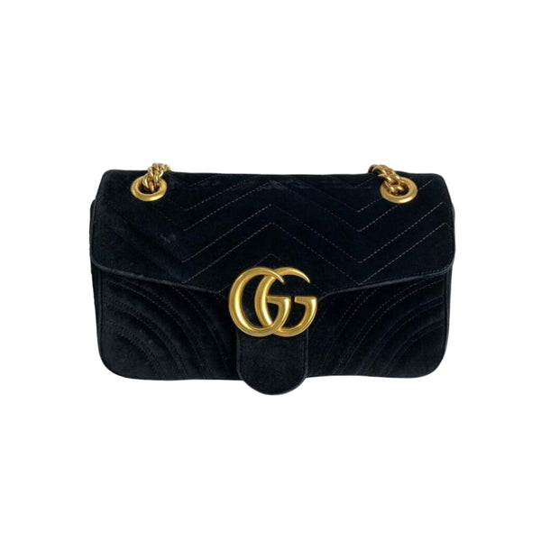Gucci Small GG Marmont Matelasse Velvet Blue GHW – Bag Religion