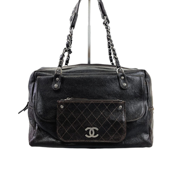 Chanel Boston Bag Brown Leather SHW Bag Religion