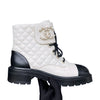 Laceup Combat Boots Calfskin Beige Black