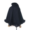 Silver Fox Fur Poncho Black M-L