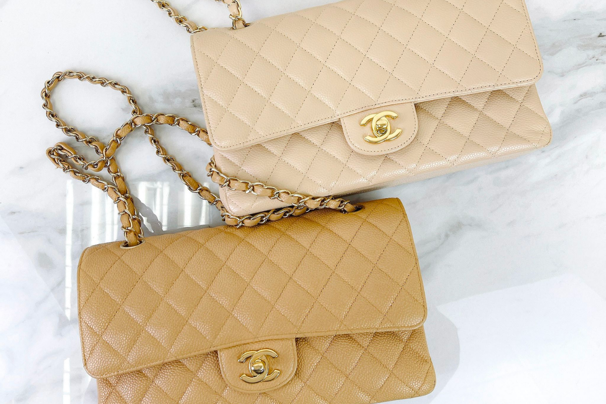 Chanel beige classic bag hotsell