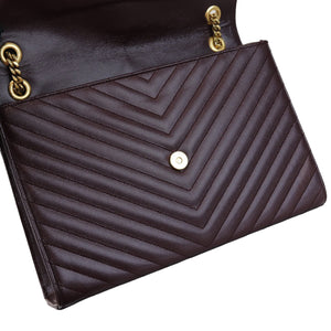 Envelope Large Flap Chevron Quilted Burgundy GHW