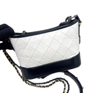 Gabrielle Hobo Small Calfskin Quilted Black White MHW