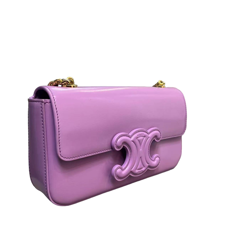 Shiny Calfskin Cuir Triomphe Chain Bag Purple GHW