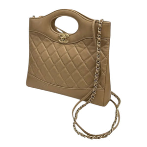 31 Shopping Tote Mini Crumpled Lambskin Dark Beige GHW