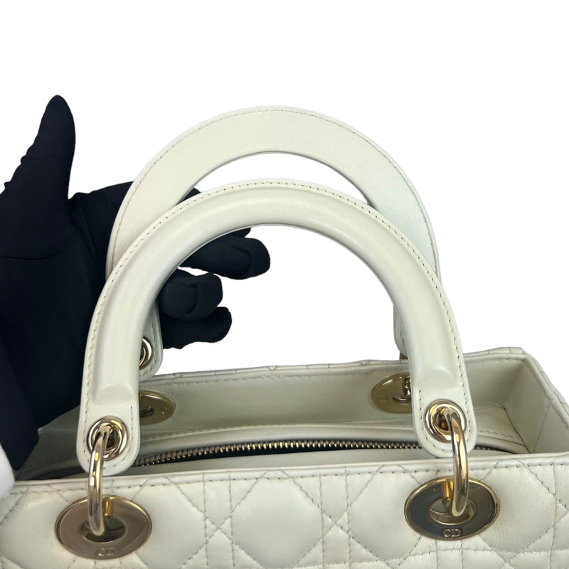 Cannage Lady Dior Medium White GHW