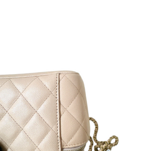 Vanity Case With Chain Small Caviar Quilted Light Beige LGHW