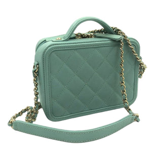 CC Filigree Vanity Case Small Caviar Tiffany Blue GHW