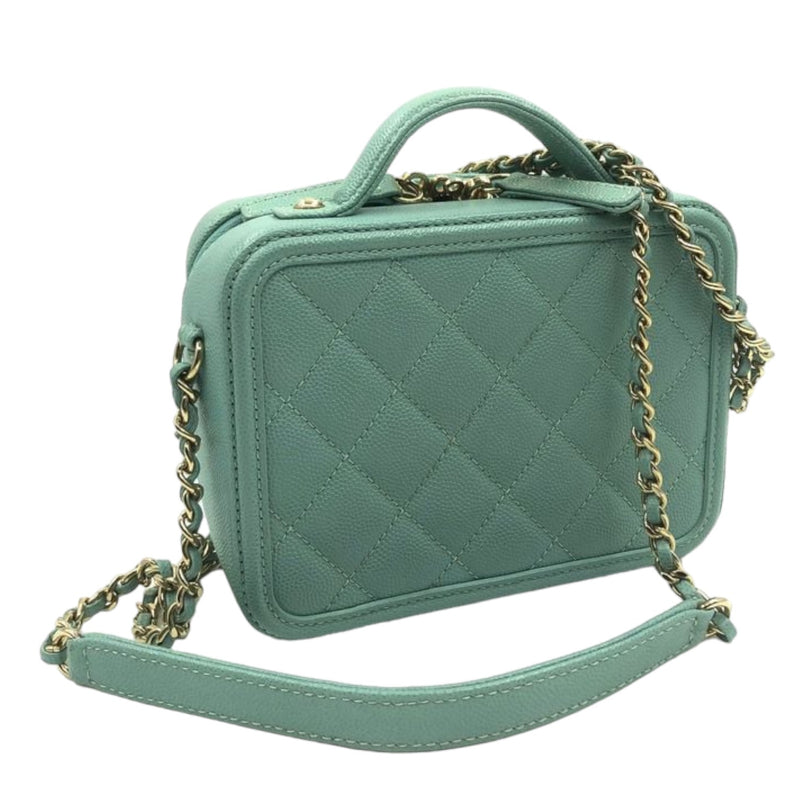 CC Filigree Vanity Case Small Caviar Tiffany Blue GHW