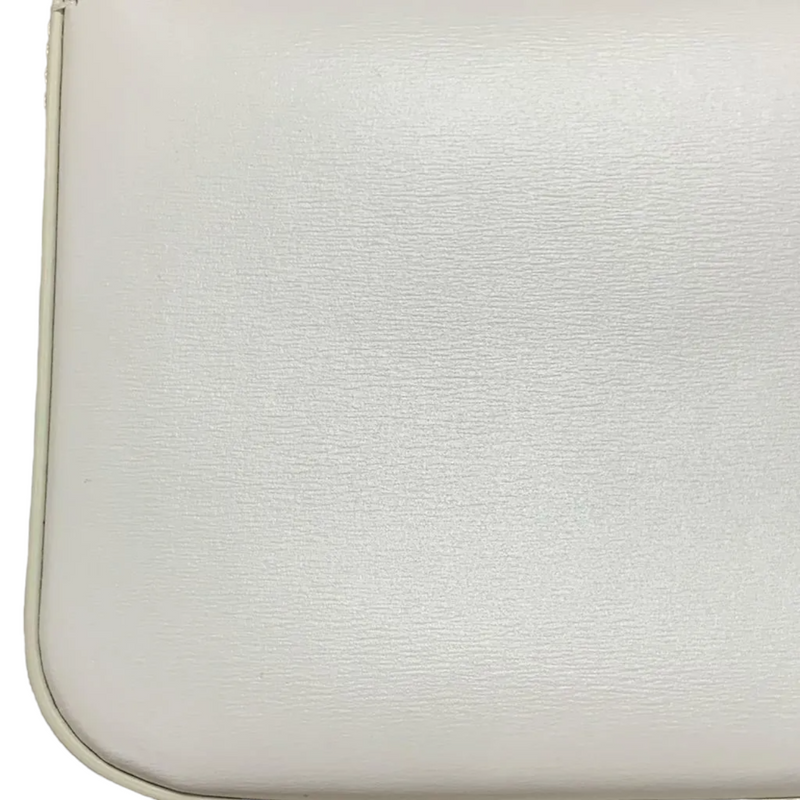 Shiny Calfskin Cuir Triomphe Chain Bag White GHW