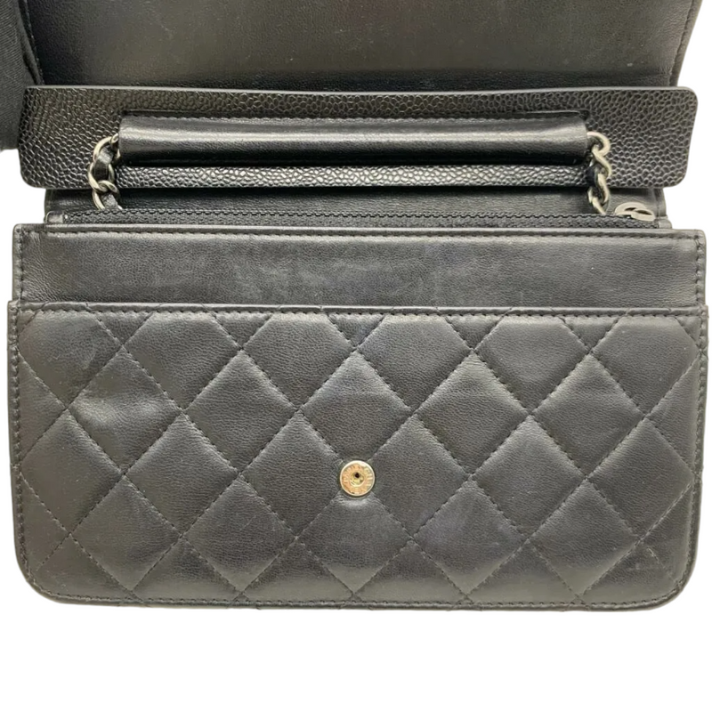 Lambskin Quilted Boy Wallet on Chain WOC Black RHW