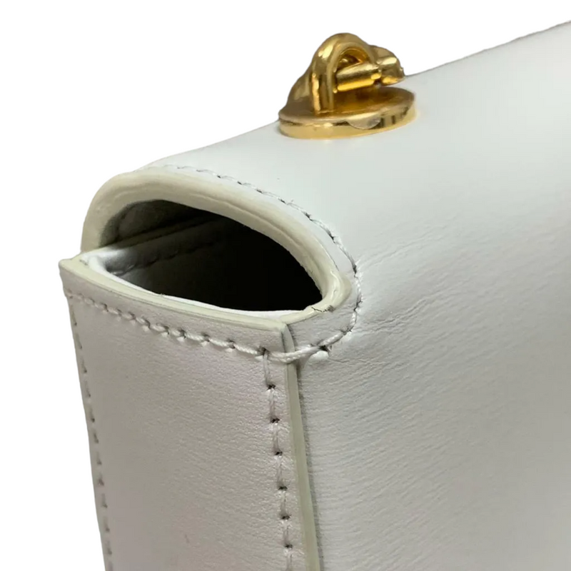 Shiny Calfskin Cuir Triomphe Chain Bag White GHW