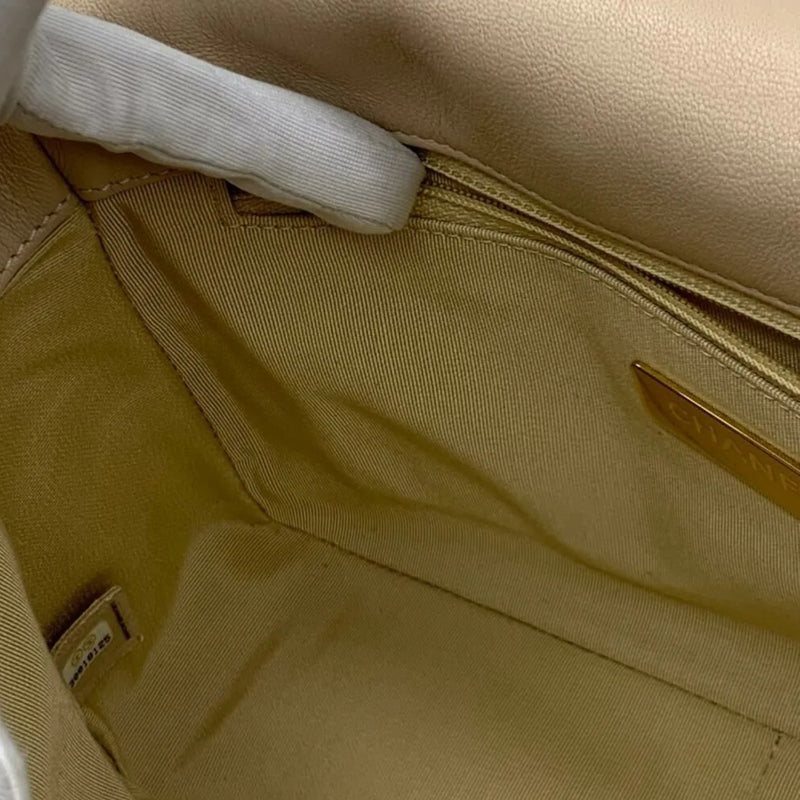 Lambskin Quilted Chanel 19 Flap Small Beige MHW