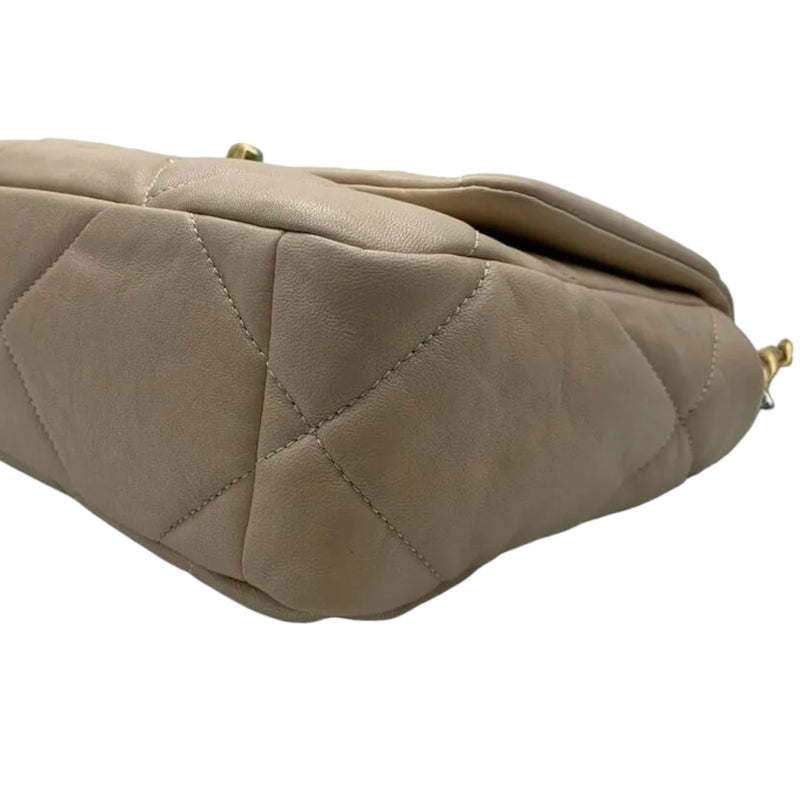 Lambskin Quilted Chanel 19 Flap Small Beige MHW