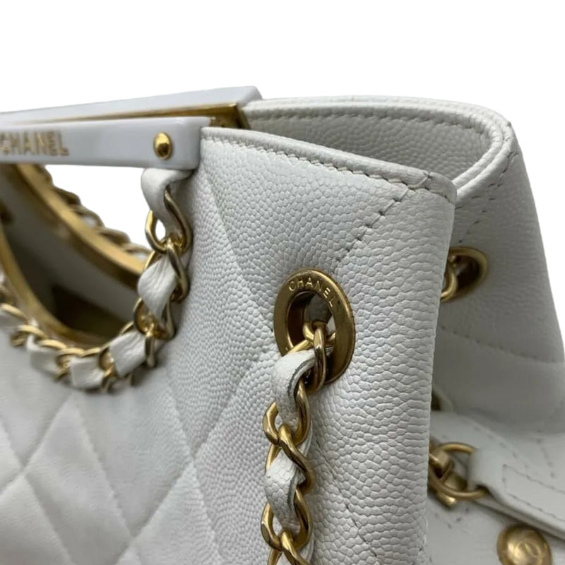 Limited Edition Chain Tote Leather White GHW