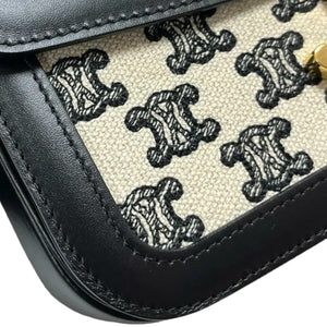 Teen Triomphe Canvas Calfskin Embroidered Black GHW