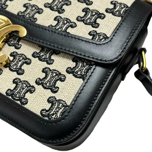 Teen Triomphe Canvas Calfskin Embroidered Black GHW