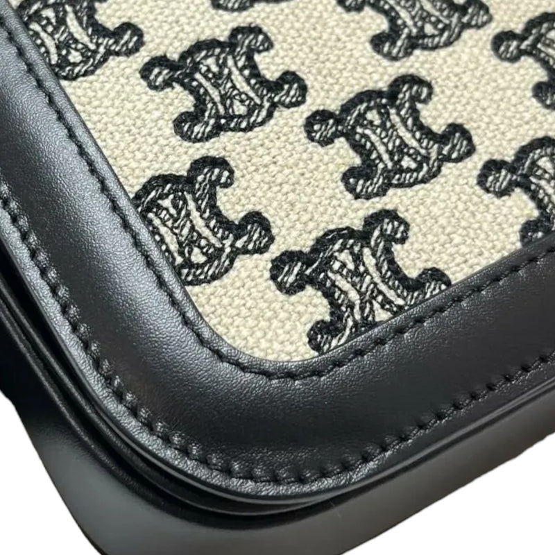 Teen Triomphe Canvas Calfskin Embroidered Black GHW