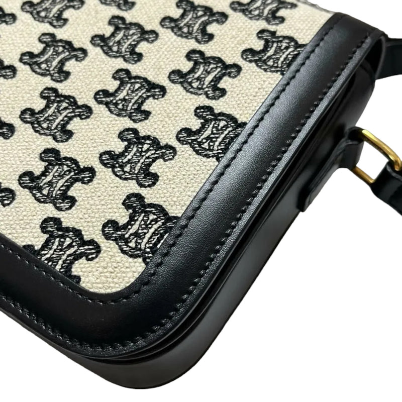 Teen Triomphe Canvas Calfskin Embroidered Black GHW