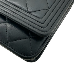 Lambskin Quilted Boy Wallet on Chain WOC Black RHW